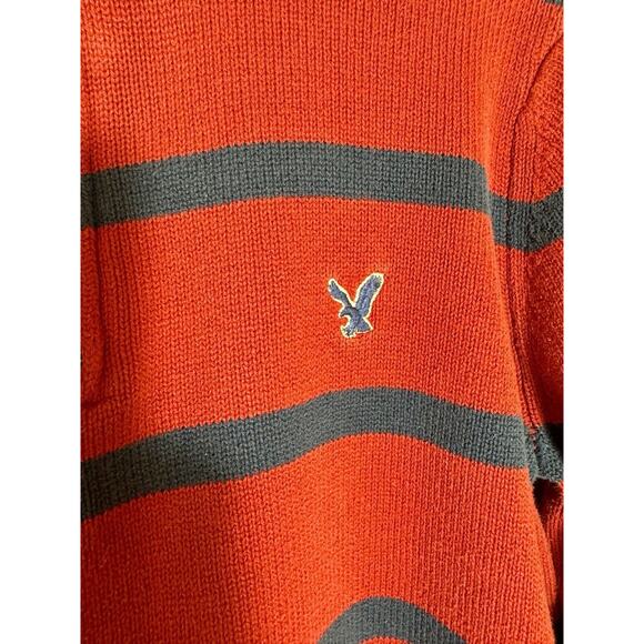 American Eagle Outfitter Men's L/XL Long Sleeve 1/4 Zip Pullover Sweater Stripes - Picture 7 of 10
